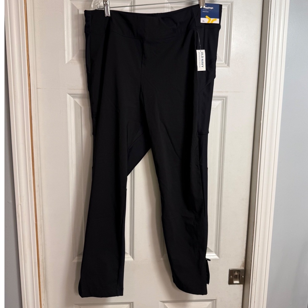 Old Navy StretchTech High Rise 7/8 Ankle Leggings Black XL NWT Zipper Pockets